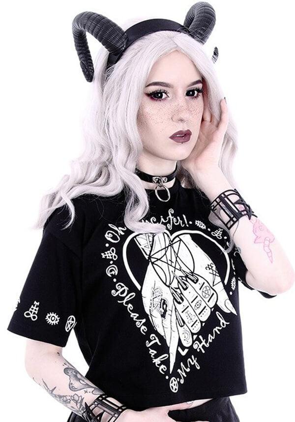 Oh Lucifer | CROP TOP - Beserk - all, all clothing, all ladies, all ladies clothing, black, clickfrenzy15-2023, clothing, crop, crop top, cropped, discountapp, edgy, fp, gothic, halloween, halloween clothing, jan18, ladies, ladies clothing, ladies shirt, ladies tshirt, lucifer, restyle, shirt, shirts, t-shirt, tee, tees and shirt, tees and shirts, tshirt, tshirts, tshirts and tops, womens shirt, womens shirts