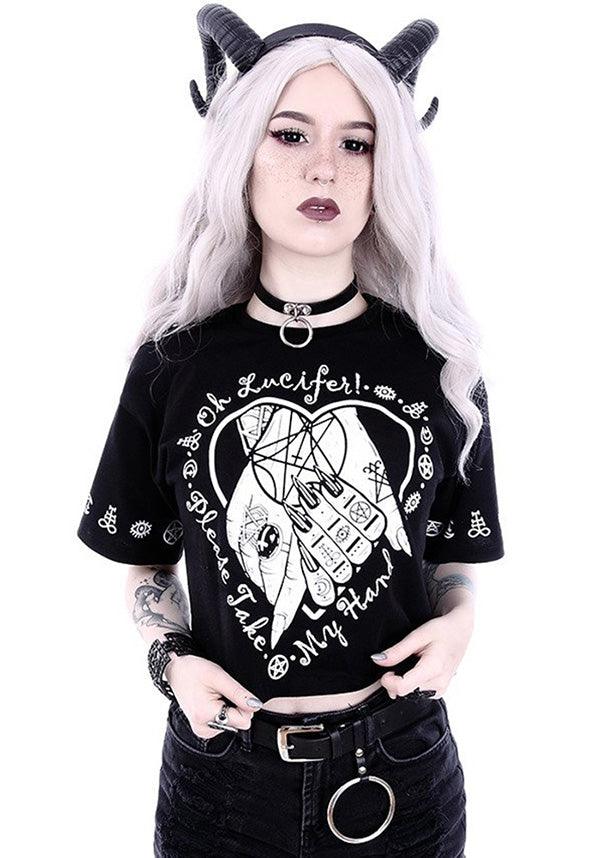 Oh Lucifer | CROP TOP - Beserk - all, all clothing, all ladies, all ladies clothing, black, clickfrenzy15-2023, clothing, crop, crop top, cropped, discountapp, edgy, fp, gothic, halloween, halloween clothing, jan18, ladies, ladies clothing, ladies shirt, ladies tshirt, lucifer, restyle, shirt, shirts, t-shirt, tee, tees and shirt, tees and shirts, tshirt, tshirts, tshirts and tops, womens shirt, womens shirts