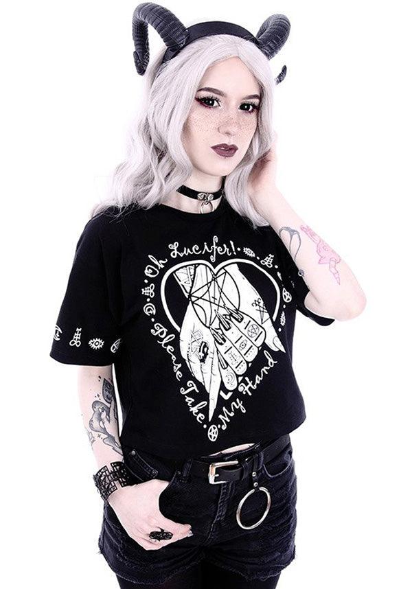 Oh Lucifer | CROP TOP - Beserk - all, all clothing, all ladies, all ladies clothing, black, clickfrenzy15-2023, clothing, crop, crop top, cropped, discountapp, edgy, fp, gothic, halloween, halloween clothing, jan18, ladies, ladies clothing, ladies shirt, ladies tshirt, lucifer, restyle, shirt, shirts, t-shirt, tee, tees and shirt, tees and shirts, tshirt, tshirts, tshirts and tops, womens shirt, womens shirts