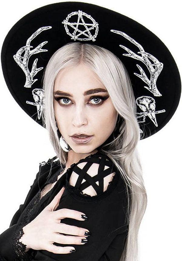 Pagan | HAT - Beserk - accessories, all, all ladies, antler, black, brim, clickfrenzy15-2023, crow, discountapp, fp, goth, goth summer, gothic, gothic accessories, hair accessories, hat, hats, hats and hair, jun20, pentacle, pentagram, restyle, skull, skulls, summer, summer goth, summer hats, witch, witchcraft, witches, witches hat, witchy, women