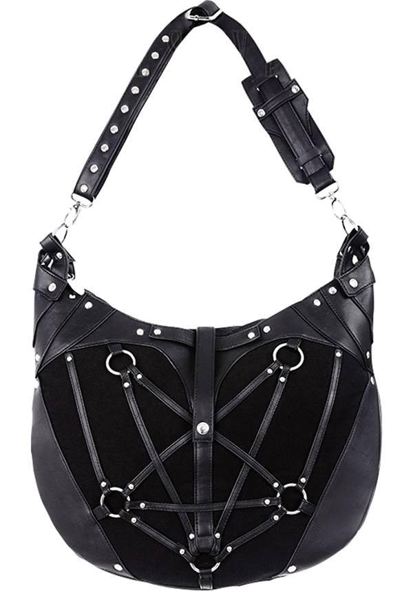 Pentagram | HOBO BAG - Beserk - accessories, all, bag, black, clickfrenzy15-2023, discountapp, fp, gothic, gothic bag, hand bag, handbag, handbags and purses, jan18, labelpending, labelvegan, ladies, restyle, shoulder bag, vegan