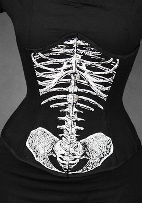 Skeleton | UNDERBUST CORSET - Beserk - accessories, all, all ladies, belts and buckles, black, cinched waist, clickfrenzy15-2023, corset, discountapp, fetish, fp, googleshopping, goth, gothic, gothic accessories, halloween, halloween accessories, halloween clothing, halloween costume, happy halloween, ladies, ladies accessories, ladies clothing, R080922, RS208604, sep22, Sept, sinched waist, skeleton, spooky, waist trainer