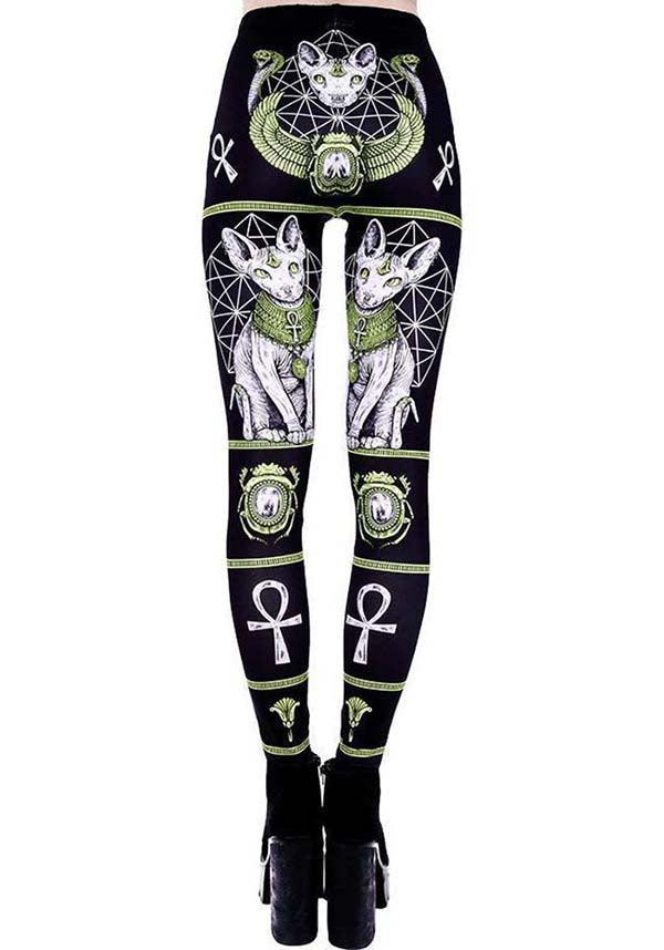 Sphynx | LEGGINGS - Beserk - all, all clothing, all ladies, all ladies clothing, ankh, black, cat, cats, clickfrenzy15-2023, clothing, discountapp, edgy, egyptian, fp, gothic, ladies, ladies clothing, ladies pants, ladies pants and shorts, leggings, pricematchedsg, repriced030523, restyle, sphynx, tights, winter, winter clothing