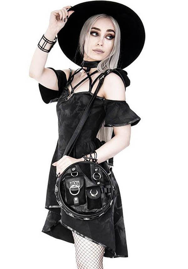 Utility Pocket | ROUND BAG - Beserk - accessories, all, all ladies, bag, bags, black, clickfrenzy15-2023, crescent moon, discountapp, fp, goth, gothic, gothic accessories, gothic bag, hand bag, handbag, handbags and purses, ladies, ladies accessories, moon, oct21, pocket, pockets, R091021, shoulder bag, small bag, techwear