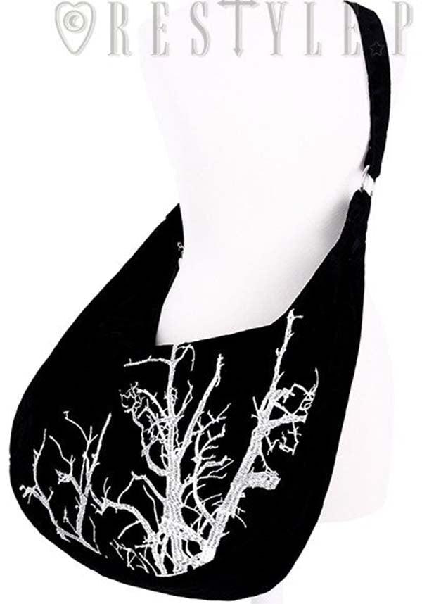 White Branches | HOBO BAG - Beserk - accessories, all, all ladies, bag, bags, big bag, black, black and white, discountapp, fp, googleshopping, goth, gothic, gothic accessories, gothic bag, green witch, hand bag, handbag, handbags, handbags and purses, labelnew, ladies, ladies accessories, large bag, may23, mens accessories, nature, R250523, RS220408, shoulder bag, slingbag, spooky tree, tree, witch, witches, witchy, women, womens