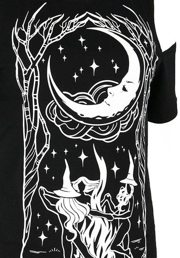 Witches Chant | Cold Shoulder T-SHIRT - Beserk - all, all clothing, all ladies, all ladies clothing, aug19, black, clickfrenzy15-2023, clothing, cold shoulder, discountapp, edgy, fp, gothic, ladies, ladies clothing, ladies shirt, ladies tshirt, moon, restyle, shirt, shirts, t-shirt, tarot, tees and shirt, tees and shirts, top, tops, tshirt, tshirts, tshirts and tops, witch, witches, womens shirt, womens shirts