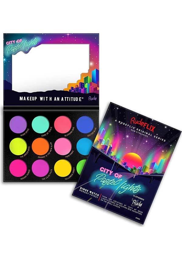 City of Pastel Lights | PIGMENT &amp; EYESHADOW PALETTE - Beserk - 420sale, all, clickfrenzy15-2023, cosmetics, cruelty free, dec20, discountapp, eye, eyes, eyeshadow, eyeshadow pressed, fp, halloween cosmetics, labelvegan, make up, makeup, neon, pastel, pastel blue, pastel goth, pastel green, pastel pink, pastel purple, rude cosmetics, vegan