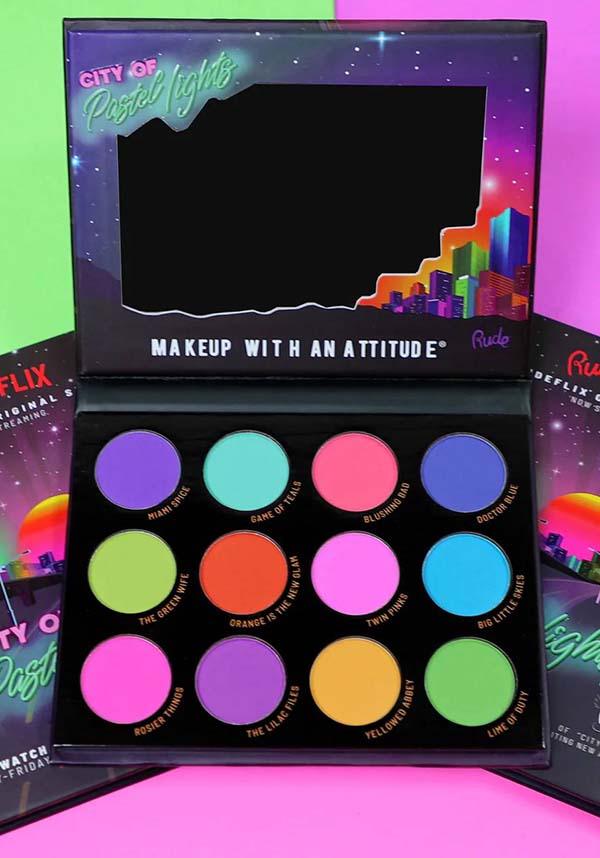 City of Pastel Lights | PIGMENT &amp; EYESHADOW PALETTE - Beserk - 420sale, all, clickfrenzy15-2023, cosmetics, cruelty free, dec20, discountapp, eye, eyes, eyeshadow, eyeshadow pressed, fp, halloween cosmetics, labelvegan, make up, makeup, neon, pastel, pastel blue, pastel goth, pastel green, pastel pink, pastel purple, rude cosmetics, vegan