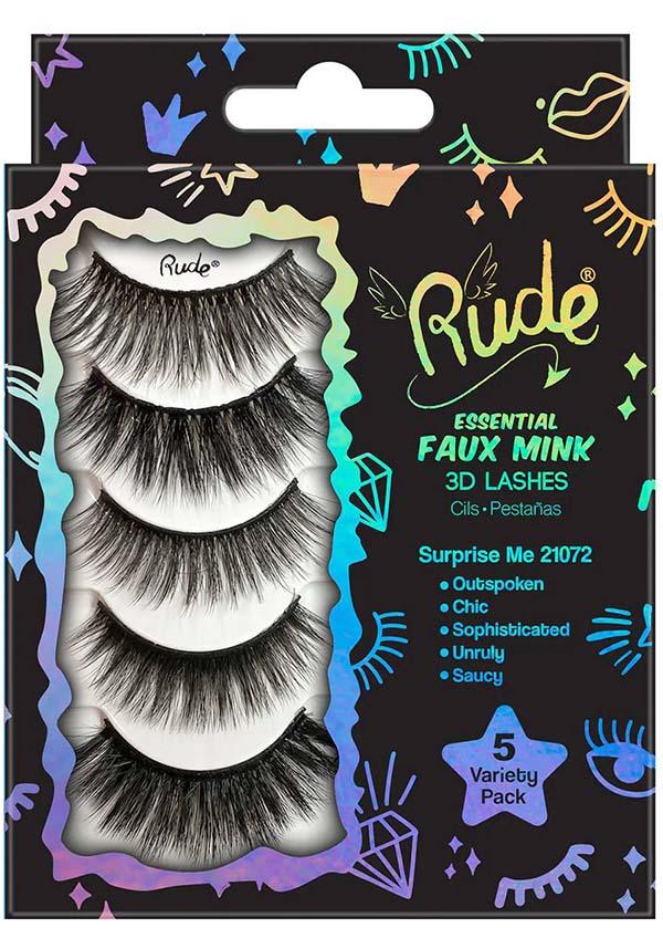 Surprise Me | ESSENTIAL 3D LASHES [5 VARIETY PACK] - Beserk - all, all ladies, black, clickfrenzy15-2023, cosmetics, dec21, discountapp, drag, drag queen, eye, eye lashes, eyelashes, eyes, fake lashes, false lashes, fp, labelvegan, ladies, lashes, make up, makeup, R221221, RCS15814, vegan