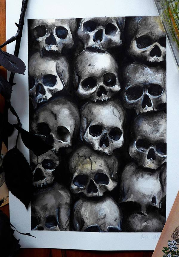 Catacombs | ART PRINT - Beserk - all, art, art print, black, black and white, christmas gift, christmas gifts, clickfrenzy15-2023, discountapp, fp, gift, gift idea, gift ideas, gifts, goth, gothic, gothic gifts, gothic homeware, gothic homewares, halloween, halloween decoration, halloween decorations, halloween homeware, halloween homewares, home, homeware, homewares, mens gift, mens gifts, office homewares, poster and tapestry, print, R170921, SEL0167, sep21, skull