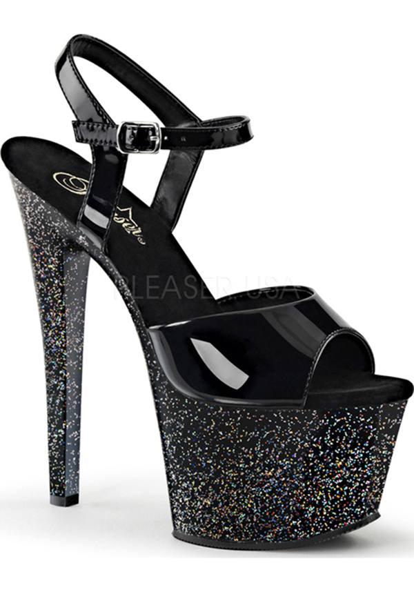 SKY-309MG [Black Glitter] | PLATFORM HEELS [PREORDER] - Beserk - all, black, clickfrenzy15-2023, discountapp, fp, glitter, heels, heels [preorder], labelpreorder, labelvegan, platform, platform heels, platforms, platforms [preorder], pleaser, ppo, preorder, shoes, vegan