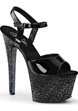 SKY-309MG [Black Glitter] | PLATFORM HEELS [IN STOCK]**