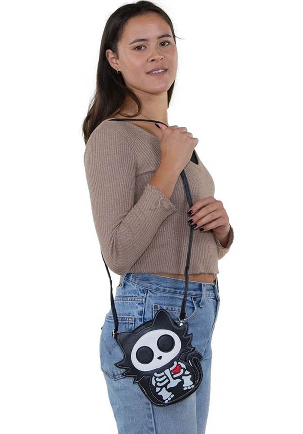 Glow in the Dark Sugar Skull Cat | CROSSBODY BAG