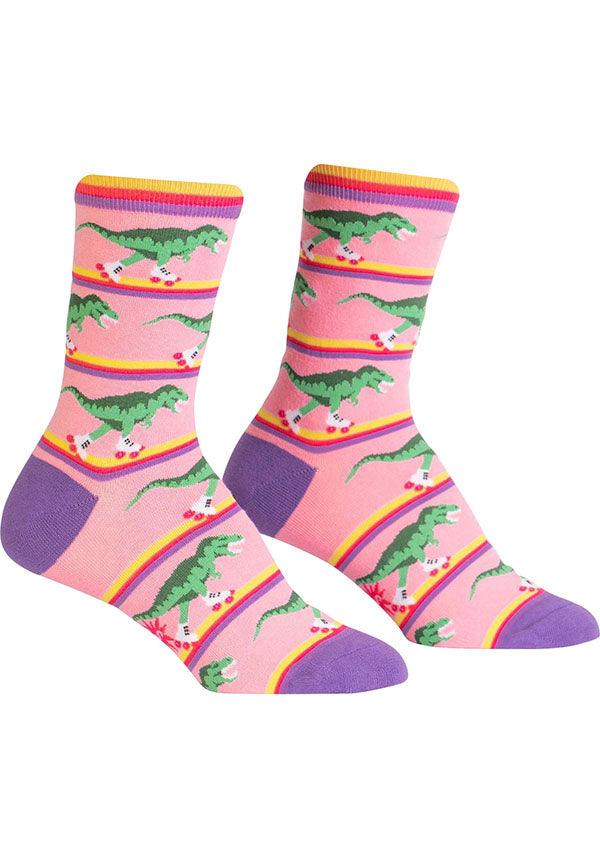 Rawr-ler Rink | CREW SOCKS - Beserk - all, all clothing, all ladies, all ladies clothing, clickfrenzy15-2023, cpgstinc, crew socks, derby, derby hosiery, dinosaur, dinosaurs, discountapp, fp, gift, gift idea, gifts, gifts socks, go4sports, hosiery and socks, jul20, ladies, ladies clothing, light pink, mens, mens clothing, mens socks, mens underwear and socks, pink, purple, roller derby, rollerderby, sock it to me, socks, winter, winter clothing, winter wear, women, yellow