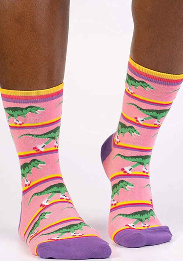 Rawr-ler Rink | CREW SOCKS - Beserk - all, all clothing, all ladies, all ladies clothing, clickfrenzy15-2023, cpgstinc, crew socks, derby, derby hosiery, dinosaur, dinosaurs, discountapp, fp, gift, gift idea, gifts, gifts socks, go4sports, hosiery and socks, jul20, ladies, ladies clothing, light pink, mens, mens clothing, mens socks, mens underwear and socks, pink, purple, roller derby, rollerderby, sock it to me, socks, winter, winter clothing, winter wear, women, yellow