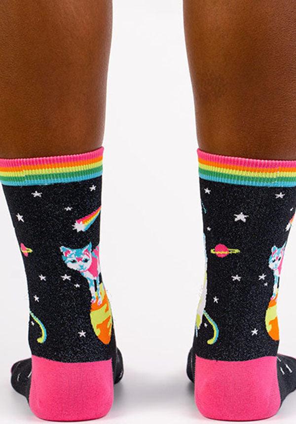 Space Cats | CREW SOCKS - Beserk - all, all clothing, all ladies, all ladies clothing, apr20, black, cat, cats, clickfrenzy15-2023, clothing, cpgstinc, crew socks, cute animals, discountapp, edgy, fp, gifts, go4sports, hosiery, hosiery and socks, ladies, ladies clothing, mens, mens clothing, mens socks, mens underwear and socks, mid high socks, multicolour, pastel goth, rainbow, sock it to me, socks, space, winter, winter clothing, winter wear