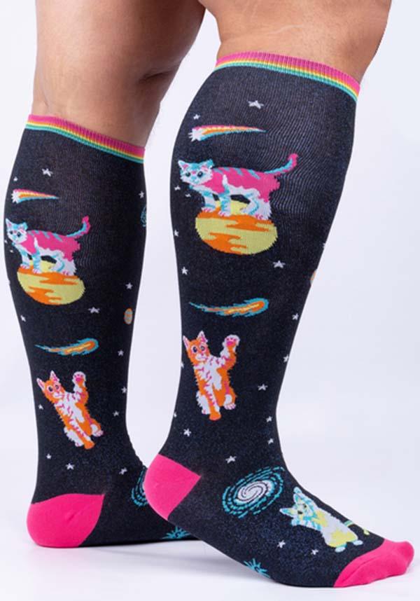 Space Cats [Curvy] | KNEE HIGH SOCKS