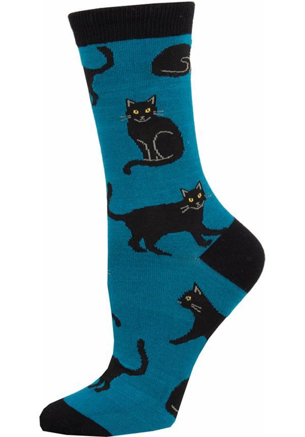 Bamboo Black Cat [Blue] | SOCKS^ - Beserk - all, all clothing, all ladies clothing, aug22, black cat, blue, BOB39484, bobangles, cat, cats, clickfrenzy15-2023, clothing, colour:blue, cpgstinc, crew socks, discountapp, fp, gift, gift idea, gift ideas, gift socks, gifts, gifts socks, googleshopping, hosiery and socks, ladies clothing, ladies socks, R280822, Sept, sock, socks