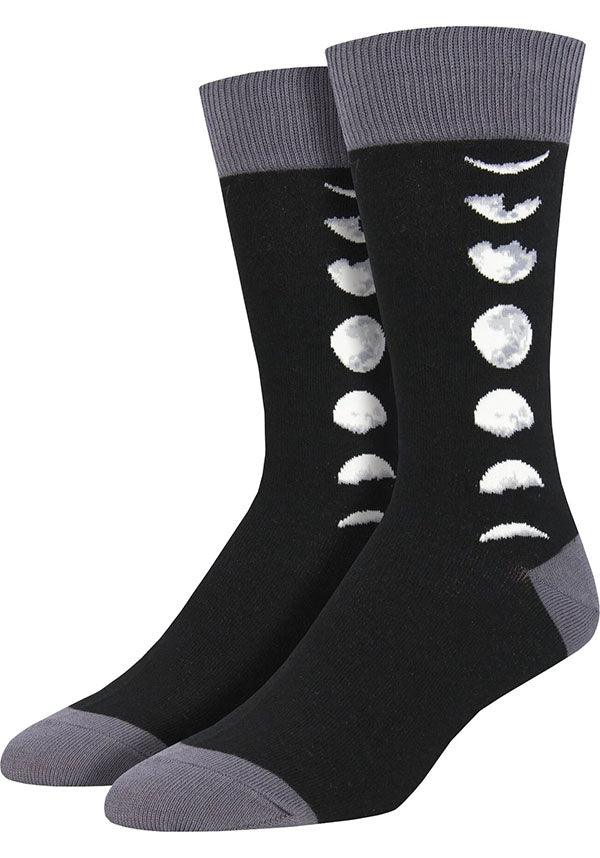 Just A Phase [Black] | SOCKS^ - Beserk - all, aug20, black, black and white, bobangles, clickfrenzy15-2023, cpgstinc, crescent moon, crew socks, discountapp, edgy, fp, full moon, gift, gift idea, gifts, gifts socks, goth, gothic, gothic gifts, grey, hosiery and socks, men, mens, mens accessories, mens clothing, mens gifts, mens socks, mens underwear and socks, moon, moon phase, socks, winter, winter clothing, winter wear