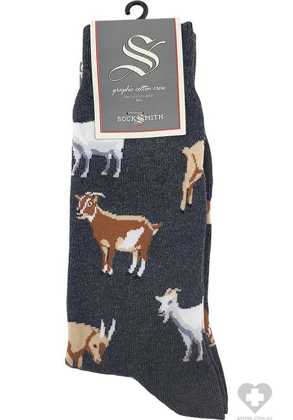 Silly Billy Charcoal | SOCKS^ - Beserk - all, aug20, baby goat, bobangles, clickfrenzy15-2023, cpgstinc, crew socks, discountapp, fp, gift, gift idea, gifts, gifts socks, goat, grey, men, mens, mens accessories, mens clothing, mens socks, mens underwear and socks, socks, winter, winter clothing, winter wear