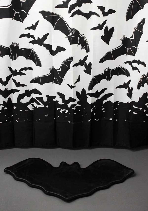Spooksville Bats [Black/White] | SHOWER CURTAIN