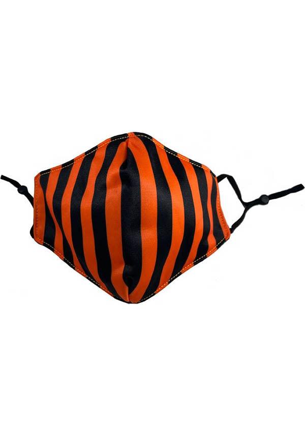 Stripes [Black &amp; Orange] | FACE MASK* - Beserk - accessories, all, all ladies, black, clickfrenzy15-2023, covid, discountapp, facemask, goth, gothic, gothic accessories, halloween, labelsale, ladies, ladies accessories, mask, mbpriority2023, mens, mens accessories, mysteryboxsale, mysteryboxsaleaccessories, mysterypack2023, nov21, orange, R161121, sale, sale accessories, SPP259883, stripe, striped, stripes, stripey