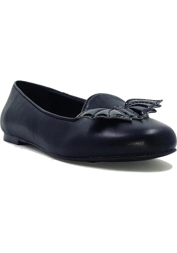 Lydia Bat [Black] | FLATS - Beserk - all, bat, bats, batwing, black, clickfrenzy15-2023, discountapp, exclusive, flats, flats [in stock], fp, goth, gothic, halloween, halloween shoes, in stock, instock, labelexclusive, labelinstock, labelvegan, oct20, repriced010223, shoe, shoes, strangecvlt, vegan