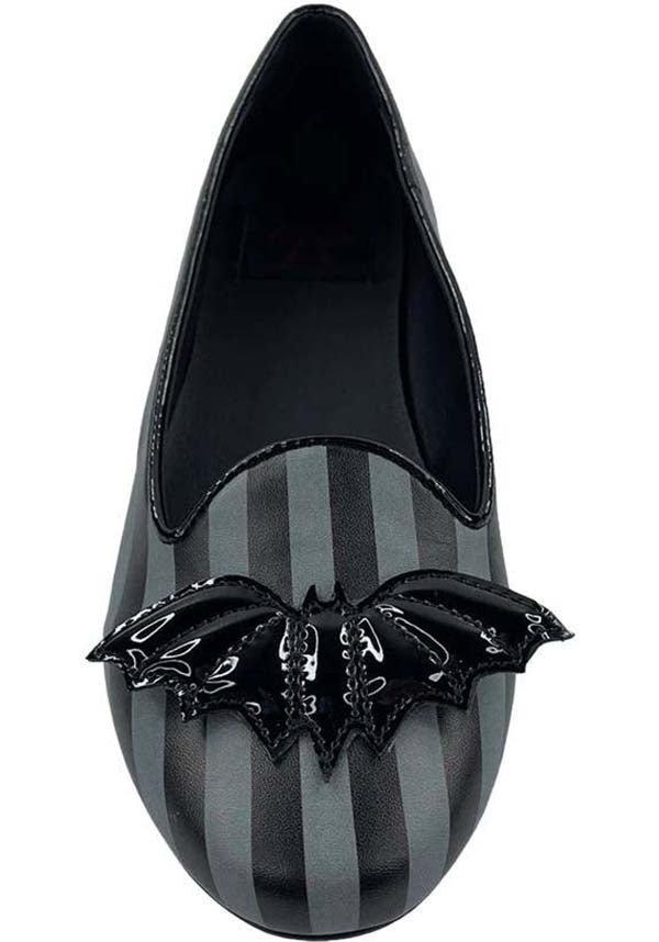 Lydia Bat Striped [Grey/Black] | FLATS