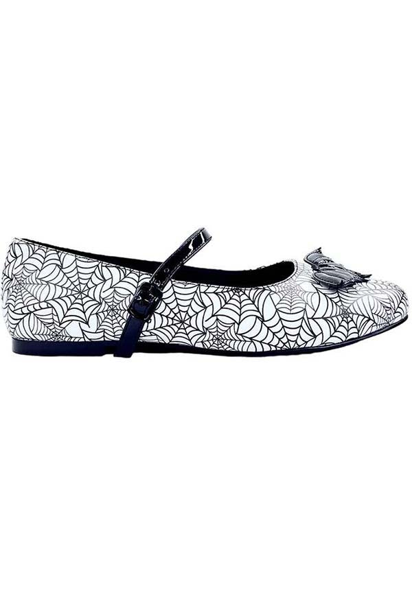 Mary Jane Bat Spiderweb [White/Black] | FLATS**
