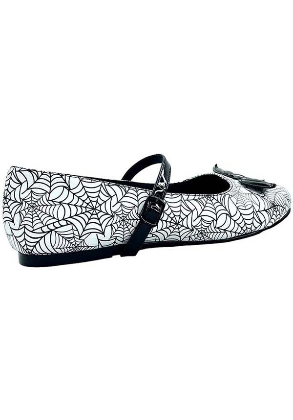 Mary Jane Bat Spiderweb [White/Black] | FLATS**