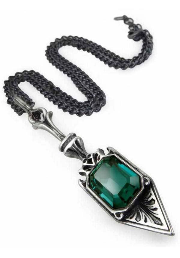 Sucre Vert Absinthe Spoon | PENDANT - Beserk - accessories, AG79318, alchemy gothic, all, clickfrenzy15-2023, discountapp, fp, gothic, gothic accessories, gothic gifts, green, jewellery, ladies accessories, medieval, necklace, pendant, renaissance, silver
