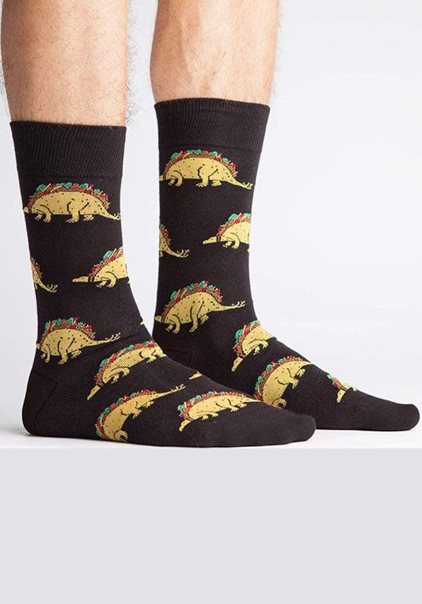 Tacosaurus [Black] | CREW SOCKS - Beserk - all, all clothing, black, clickfrenzy15-2023, cpgstinc, dinosaur, dinosaurs, discountapp, food, fp, go4sports, hosiery, hosiery and socks, ladies, ladies clothing, mens, mens clothing, mens gifts, mens socks, mens underwear and socks, sock it to me, socks, winter, winter clothing, winter wear, yellow