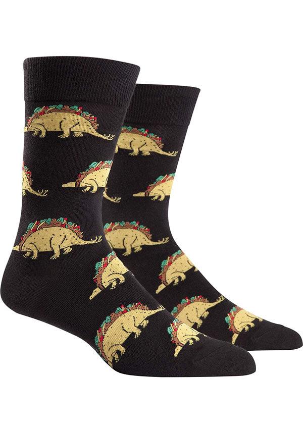 Tacosaurus [Black] | CREW SOCKS - Beserk - all, all clothing, black, clickfrenzy15-2023, cpgstinc, dinosaur, dinosaurs, discountapp, food, fp, go4sports, hosiery, hosiery and socks, ladies, ladies clothing, mens, mens clothing, mens gifts, mens socks, mens underwear and socks, sock it to me, socks, winter, winter clothing, winter wear, yellow
