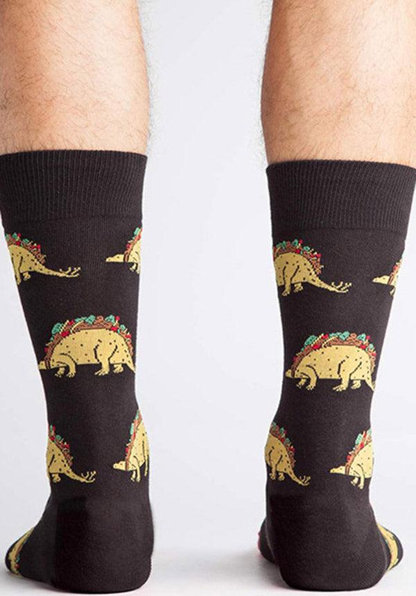 Tacosaurus [Black] | CREW SOCKS - Beserk - all, all clothing, black, clickfrenzy15-2023, cpgstinc, dinosaur, dinosaurs, discountapp, food, fp, go4sports, hosiery, hosiery and socks, ladies, ladies clothing, mens, mens clothing, mens gifts, mens socks, mens underwear and socks, sock it to me, socks, winter, winter clothing, winter wear, yellow