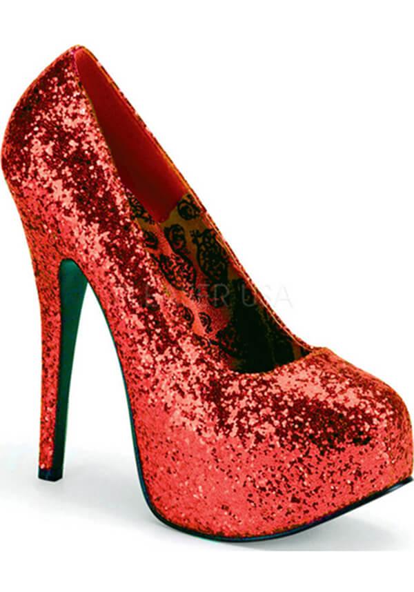 TEEZE-06GW | Red Glitter [PREORDER] - Beserk - all, bordello, bordello shoes, christmas, clickfrenzy15-2023, discountapp, fp, glitter, heels, heels [preorder], labelpreorder, pinup, pleaserslow, ppo, preorder, red, shoes, sparkle, sparkly