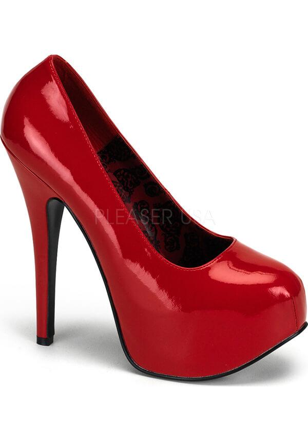 TEEZE-06W | Red Wide Fit [PREORDER] - Beserk - all, bordello, bordello shoes, clickfrenzy15-2023, discountapp, fp, heels, heels [preorder], labelpreorder, labelvegan, ladies, pinup, platform, platform heels, platforms, platforms [preorder], pole, pole dancing, ppo, preorder, red, shiny, shoes, stripper, vegan
