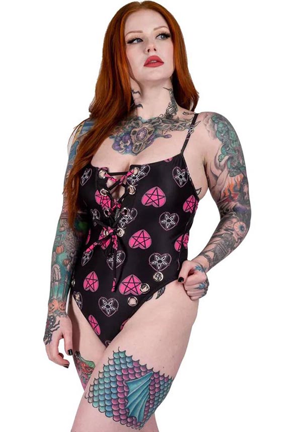 Cute Goth Swimsuit Gothic Bats Bat Shaped One Piece Swimsuit