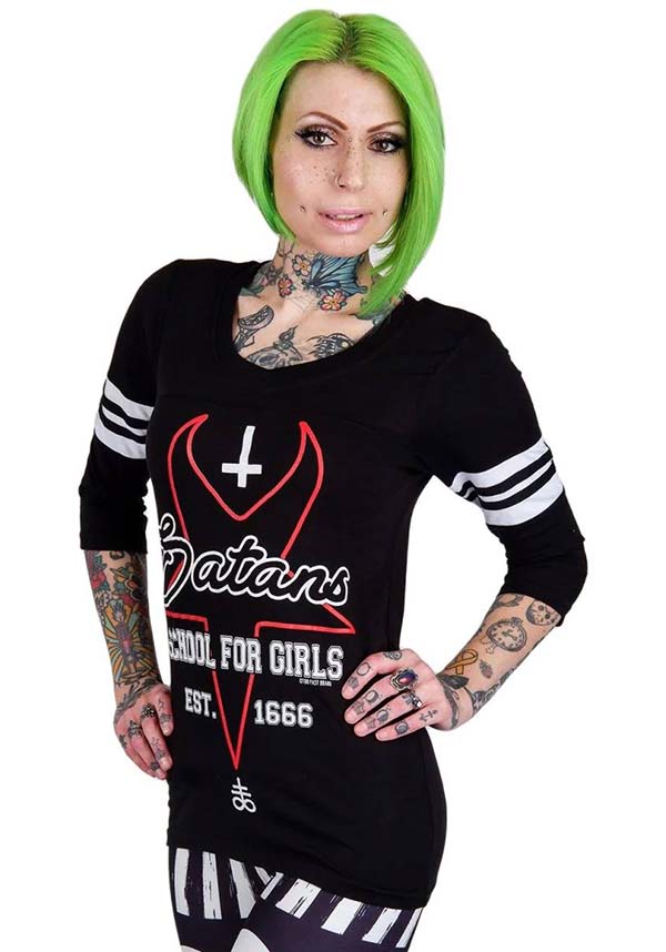 Too Fast Apparel - Satan's School For Girls Football T Shirt - Buy ...