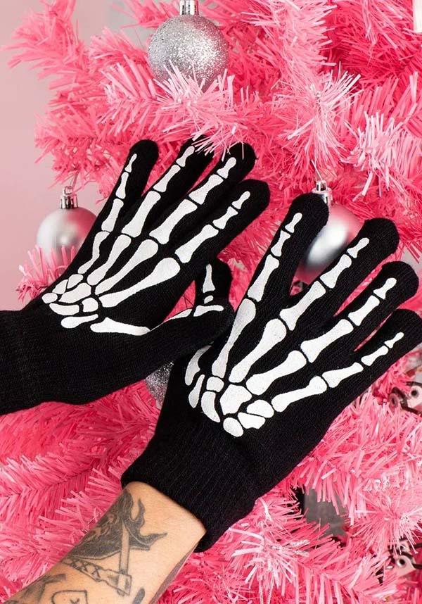 Skeleton Hands Winter | KNIT GLOVES - Beserk - accessories, all, black, black and white, discountapp, emo, fp, gloves, gloves and armwarmers, googleshopping, goth, gothic, gothic accessories, grunge, jun23, knit, labelnew, ladies accessories, men, mens, mens accessories, punk, R130623, scene, skeleton, TFWHS-3131, too fast, too fast apparel, unisex, winter, winter wear, women, womens