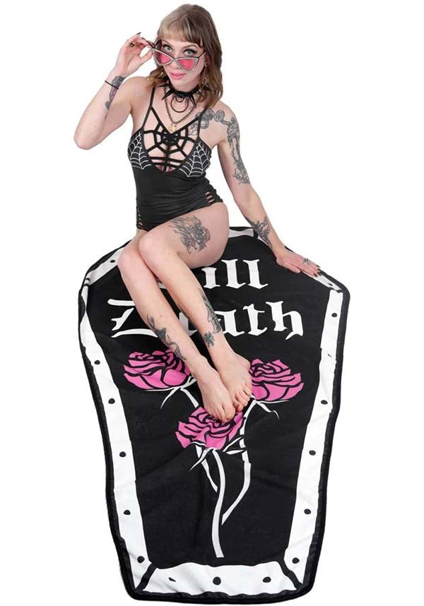 Till Death Coffin Roses Shaped | BEACH TOWEL
