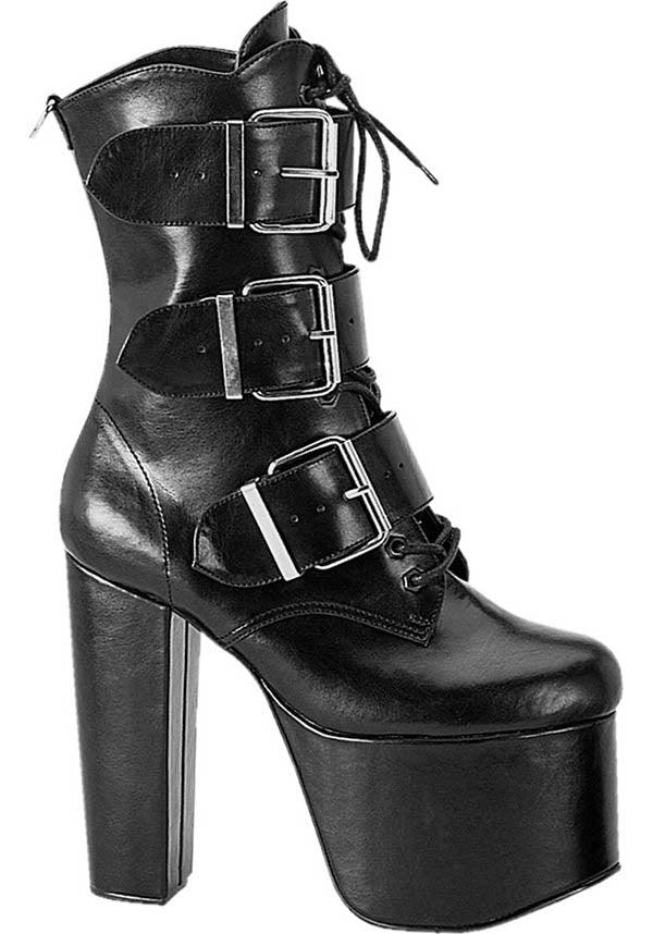 TORMENT-703 [Black] | BOOTS [PREORDER] - Beserk - all, ankle boots, black, boot, boots, boots [preorder], clickfrenzy15-2023, demonia, demonia shoes, discountapp, fetish, fp, goth, gothic, halloween, heel, heels, heels [preorder], labelpreorder, labelvegan, platform, platform heels, platforms, platforms [preorder], pleaserimageupdated, ppo, preorder, pricematched, shoes, vegan