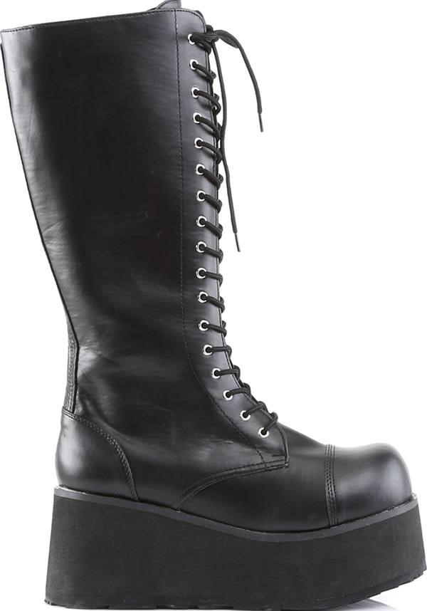 TRASHVILLE-502 [Black] | BOOTS [PREORDER] - Beserk - all, black, boots, boots [preorder], clickfrenzy15-2023, demonia, demonia shoes, discountapp, fp, goth, gothic, knee high, labelpreorder, labelvegan, mens shoes, platforms, platforms [preorder], pleaserimageupdated, ppo, preorder, pricematched, punk, shoes, techwear, vegan