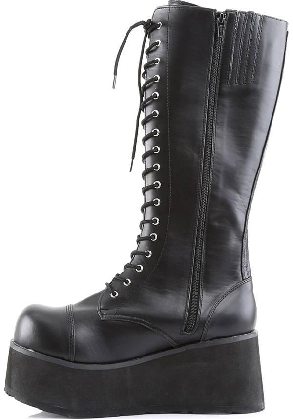 TRASHVILLE-502 [Black] | BOOTS [PREORDER] - Beserk - all, black, boots, boots [preorder], clickfrenzy15-2023, demonia, demonia shoes, discountapp, fp, goth, gothic, knee high, labelpreorder, labelvegan, mens shoes, platforms, platforms [preorder], pleaserimageupdated, ppo, preorder, pricematched, punk, shoes, techwear, vegan