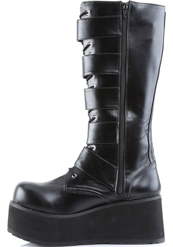 TRASHVILLE-518 [Black] | BOOTS [PREORDER] - Beserk - all, black, boot, boots, boots [preorder], buckle, buckles, clickfrenzy15-2023, demonia, demonia shoes, discountapp, fp, goth, gothic, labelpreorder, labelvegan, long boots, men, mens shoes, platform, platforms, platforms [preorder], ppo, preorder, shoes, techwear, vegan