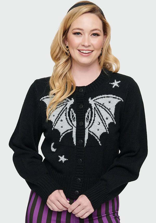 Bat [Black & Silver] | CROPPED CARDIGAN*