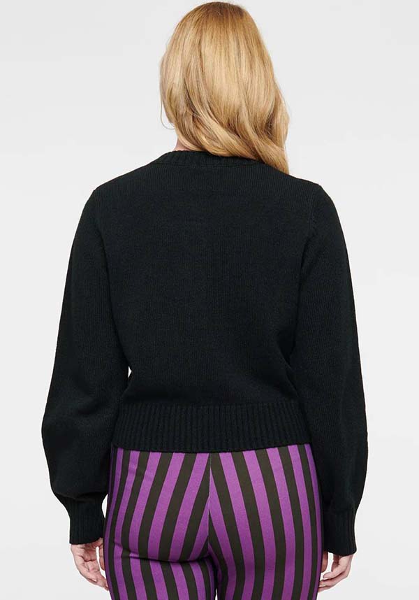 Bat [Black & Silver] | CROPPED CARDIGAN**