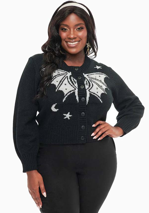 Bat [Black & Silver] | CROPPED CARDIGAN**