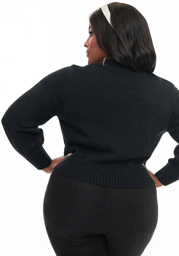 Bat [Black & Silver] | CROPPED CARDIGAN**