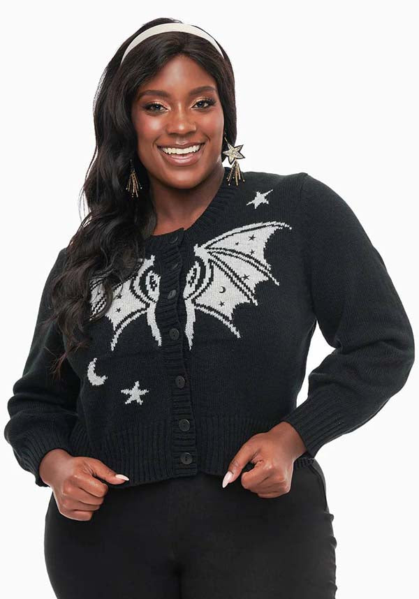 Bat [Black & Silver] | CROPPED CARDIGAN*