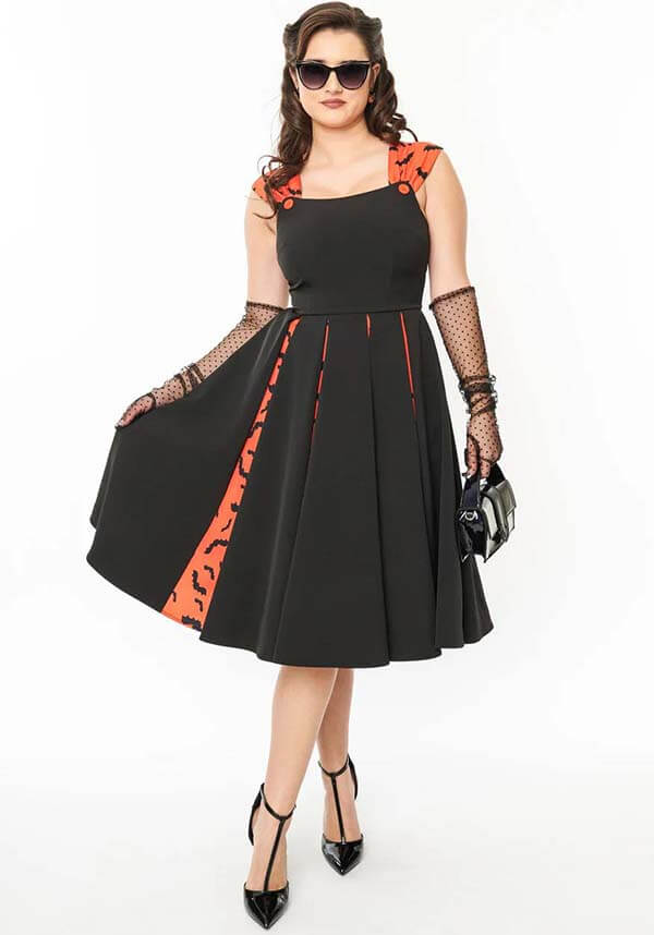Bat Stripe [Orange & Black] | SWING DRESS*